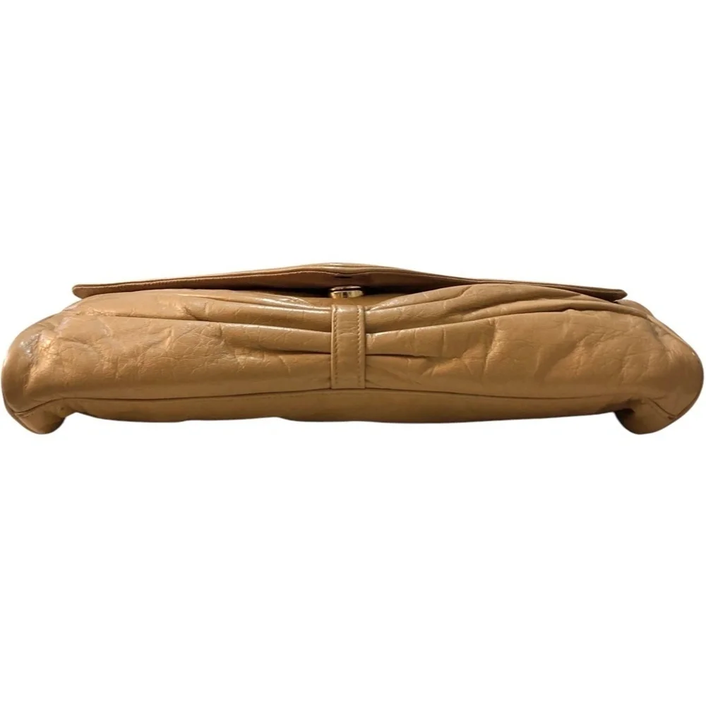 Vintage PIERRE CARDIN Leather Clutch Shoulder Bag Tan Parisian